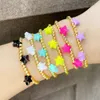 Strand Vlen Boho Multi Color Star Enamel Fashion Bracelet For Women Copper Gold Plated Beads Bracelets Stackable Stretch Jewelry Gift