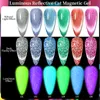 Smalto per unghie in gel magnetico riflettente luminoso per gatti Smalto per gel UV LED Glow In Dark Semi Permanent Soak Off Nail Art Polish