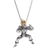 Pendant Necklaces Yellow Hair Muscle Fitness Male Warrior Necklace Men's Classic Punk Anime Character Fighting Figure Statue Jewelry Gifts