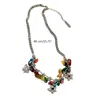 Chaînes perles colorées fleur collier tempérament clavicule chaîne coréenne irrégulière clavicule doux Cool esthétique bijoux