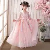 Ethnic Clothing Hanfu Girls Spring And Autumn Children's Costume Dress 3-12 Years Old Girl Cherry Blossom Princess Chinese Style Child