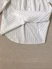 Frauen Blusen Seide Und Baumwolle Mischungen Hemd Frauen Perlen Streifen Drehen-unten Kragen Sommer 2023 Top Weibliche Einreiher bluse