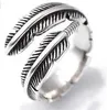Designer Luxury Brand Rings GT 925 Silver Leaf Feather Shape Rings Silveröppning Justerbara ringar för män eller kvinna
