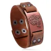 Best Selling Stylish Viking Genuine Leather Cuff Bracelets Braided Jewelry Accessories Black Brown Stock