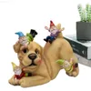 庭の飾り庭の彫刻彫像樹脂犬犬の形状diyクラフトランドスケープ屋外の置物飾り飾り庭の飾り庭の裏庭l230715