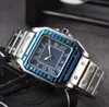 رجال Wristwatch Quartz Watch 40mm أزياء مربع الأزرق الأزرق عن الفولاذ المقاوم للصدأ حزام معدني غير رسمي الساعات الرياضية Montre de Luxe