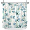Shower Curtains Green Eucalyptus Leaves Shower Curtains Watercolor Boho Floral Waterproof Morden Bathroom Bathtub Curtain Room Decor With Hooks 230715
