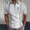 Póquer Masculino Tops Masculinos Gola Turn-down Zippers Golf Letter Clothing Masculino Manga Curta T-shirt Simples Camisa Geral Solta Respirável 230714