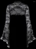 Kurtki damskie seksowne vintage gotyckie uliczne nakładki Koronki Wyglądaj przez Y2K Woman Fashion Cosplay Coat Płaszcz Black Fairy Grunge Smock