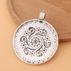 Pendentif Colliers 2pcs / Lot Tibétain Argent Grand Bohême Boho Médaillon Rond Charmes Pendentifs Pour Collier À Faire Soi-Même Fabrication De Bijoux Résultats