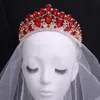 Corona de Tiara de diamantes de imitación de cristal púrpura ostentosa de lujo para fiesta de mujer accesorios elegantes para vestido de novia