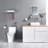 Ensemble d'accessoires de bain miroir en acier inoxydable chromé porte-serviettes mural porte-papier hygiénique crochets à peignoir Kit d'accessoires de salle de bain