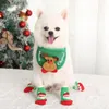 Hundkläder 4st jul härliga vinterskor antislip stickade strumpor liten husdjur katt chihuahua tjock varmt skydd