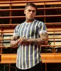 Erkek Tişörtler 2021 Yeni Yaz Siksilk Erkek Çizgili T-Shirt İpek Out Kısa Kollu Fitness Gömlek Erkek Marka T-Shirt Üst T-Shirt L230715