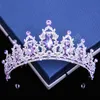 Luxury Bling Purple Crystal Tiara Crown For Women Party Elegant Elegant Bridal Queen Hair Dress Accessories