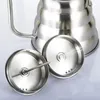 1 bouilloire à café goutte à goutte à col de cygne, cafetière infusée à la main, pot à bouche fine en acier inoxydable, filtre goutte à goutte, bec long, verser sur la théière, 1/1,2 l