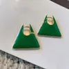 Stud Famous Brand Designer Geometry Enamel Triangle Blue Green Earrings For Women Luxury Jewelry Fashion Trendy Runway 230714