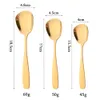 Spoons Gold Top Quality 1810 Stainless Steel 3 Sizes Flat Dinnerware Set For Soup Stirring Spoon Flatware Kitchen Accessories 230714