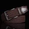 Nouveau haute qualité mode hommes tricoté boucle ardillon ceinture dames tendance décontracté toile tissé Perforation gratuit respirant élastique ceinture L230704