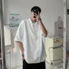 Homens camisetas Verão Preto Branco Pulôver Camisa Homens Moda Oversized Casual Coreano Solto Camisas de Manga Curta Mens Vestido XS 230715