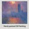 Canvas Wall Art House of Parlament London Sun Breaking Through Claude Monet målning handgjorda oljekonstverk modern studiodekor