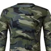 Camisetas Masculinas Camisa Masculina Tática Militar Camuflada Decote Redondo Magro Manga Longa T-shirt Pulôver Masculino Caça Caminhadas Acampamento Base Outono