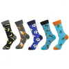 Женские носки 1Pair/Pack Simple Design Women 2023 Fashion Happy Mundy Men's Harajuku Sock Print