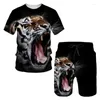 Survêtements pour hommes Tigre d'été T-shirts imprimés en 3D Shorts Costume Survêtement de jogging Motif animal cool Tenues de couple Ensemble de vêtements de sport deux pièces
