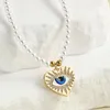 Pendentif Colliers Amour Coeur Mauvais Oeil Bleu Or Couleur Imitation Perle Collier Pour Femmes En Acier Inoxydable Fermoir Colliers