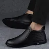 Botas masculinas formais Chelsea Boots elegantes com pele para calçados de inverno com pele tamanho grande 37-45