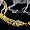 Hänghalsband Trendiga guld silver bokstäver kristallkedja dubbel lager halsband kvinnor hög kvalitet hip hop modebanan designer smycken 230714