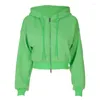 Women's Jackets Cardigan Sweatshirt Fashion Green Hooded Women Long Sleeve Zip Cropped Jacket Female Lady 2023 All-Match Coat