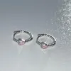 Hoop Earrings Vintage Pink Love Heart Silver Color Small For Women Egirl Y2K Aesthetic Grunge Jewelry Accessories