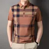 Herren-T-Shirts MLSHP Baumwolle Herren Poloshirts Luxus Kurzarm Plaid Business Casual Männliche T-Shirts Sommer Slim Man Tees 3XL L230715