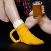 Chien vêtements 3D bière chope chaussettes chaudes lavable doux drôle décontracté confortable hiver intéressant garder pour femmes hommes cadeau de noël