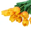 10pcs Tulip Flower Lateks Prawdziwy dotyk na bukiet ślubny Kwiaty Kwiaty pomarańczowe Tulip209h