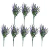 Fiori decorativi 8 pezzi Pianta da appartamento Fiore artificiale Simulato Decor Outdoor Po Prop Lavanda Puntelli di plastica porpora viola