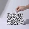 Pudełka na tkanki serwetki nordyckie pudełko papieru pompującego dwuwymiarowy kod Wzór tkanek tkankowy kreatywny stacjonarna salon dekoracyjny pudełko skórzane pu R230714
