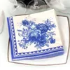 Tovagliolo 20 PZ Gardenia Colore Blu Stampa Tazza Fiore Carta El Tovaglietta Decorazione Festa di Nozze Panno Bocca BBB1013