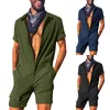 Survêtements pour hommes combinaison courte pour hommes hommes manches fermeture éclair combinaison de travail de base lâche Cargo salopette solide décontracté Joggers rue 2023