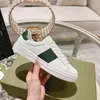 2023 Luksusowe buty designerskie męskie trampki Włochy Ace Casual Shoe Women Białe płaskie skórzane buty zielony czerwony pasek haftowane pary trenerzy trampki Rozmiar 35-45