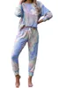 2023 herbst/Winter Neue Tie Dye frauen Schlaf Lange ärmeln Hosen Pyjamas Set Hause Tragen Lounge Loungewear