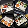 Dinnerware Sets Training Board Stainless Steel Tray Divided Plate Compartment Lunch Rectangular