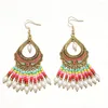 Dangle Earrings Bohemia Colorful Beaded Earring Vintage Antique Gold Alloy Water Drop Tassel For Womens Fashion Jewelry Accessories