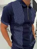 Men's T-Shirts Striped Short Sleeve Fit Men's T-Shirt Colorblock Printed Short Sleeve Casual Polo Shirt L230715