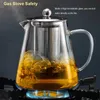 Wasserflaschen Borrey Tee Infuser Topf Hitzebeständige Glas Teekanne Tasse mit Filterblume Oolong Puer Wasserkocher Kaffee 1300 ml 230714