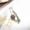 Dangle Boucles D'oreilles Bohême Coréenne De Luxe Or Métal Zircon Boule Couleur Perles Chaîne TasselDangle Bijoux Accessoires De Mode Pour Femmes