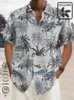 Men's Casual Shirts Haiian Shirt For Men Summer Linen Fabric Beach Coconut Palm Y2kStreetwear T-Shirt Short Sleeve Oversized 5XL Clothes L230715