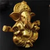 Decorative Objects Figurines Gold Lord Ganesha Buddha Statue Elephant God Sculptures Ganesh Figurines Man-made Stone Home Garden Buddha Decoration Statues 230714