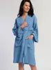 Vêtements de nuit pour femmes Restve peignoir ample femme coton à manches longues vêtements de nuit 2023 été maison Robes pour femmes décontracté femme vêtements poches